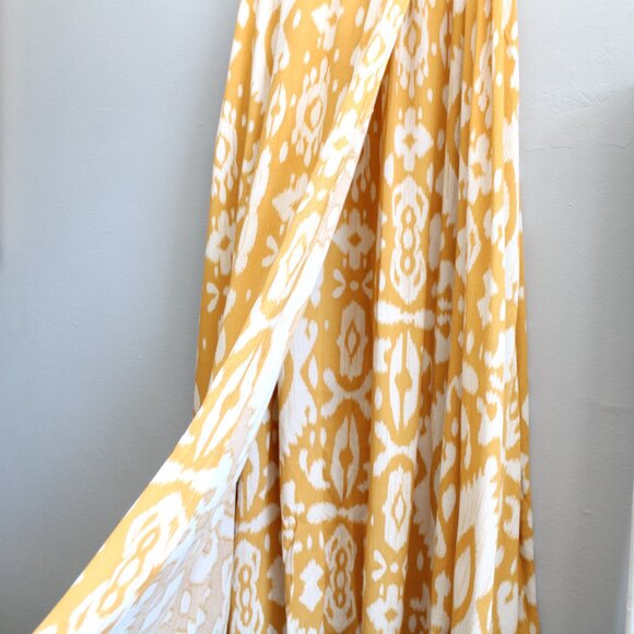 Steve Madden Tuscan Yellow Cream That's A Wrap Maxi Skirt Size Small - Picture 2 of 8